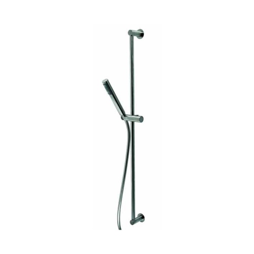 Immagine di Bossini ZEN asta doccia in acciaio, con doccetta in acciaio inox e flessibile Cromolux 150 cm, finitura inox IND002P00075005