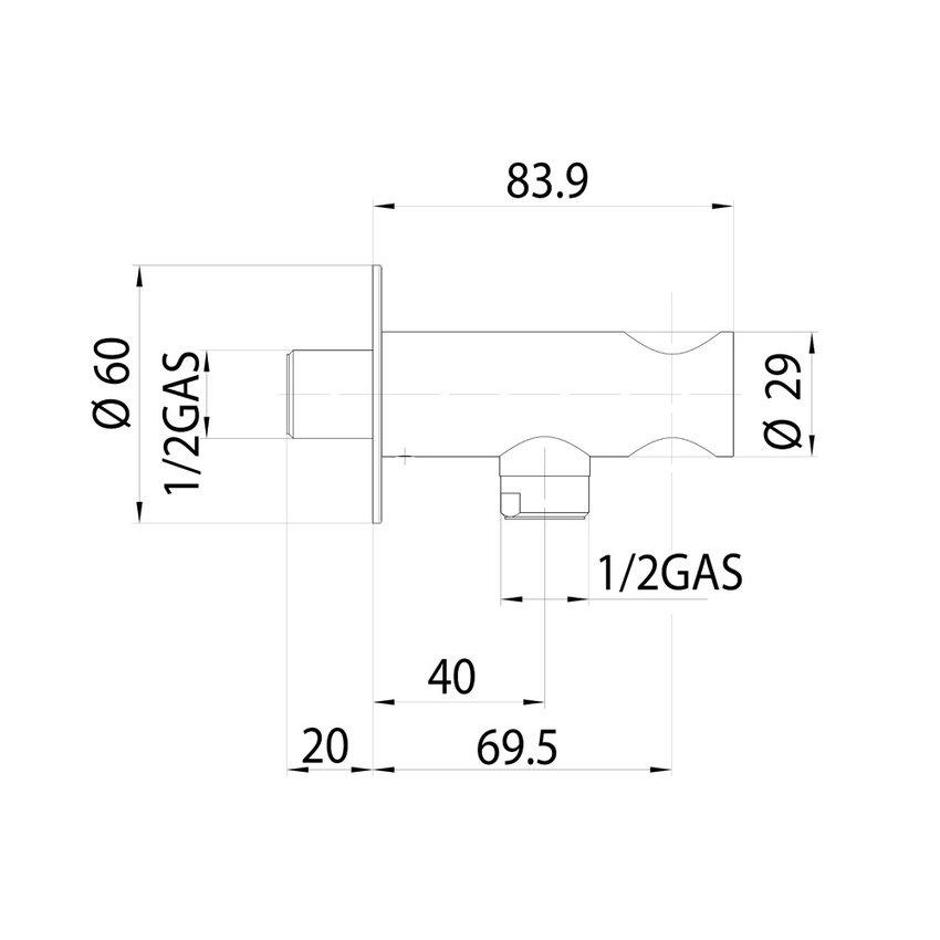 Immagine di Bossini ACCIAIO INOX supporto doccia in acciaio, con presa acqua, finitura inox INC002000075005
