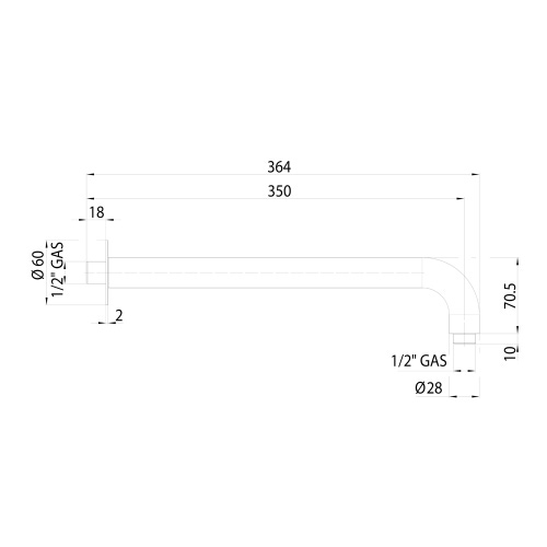 Immagine di Bossini ACCIAIO INOX braccio doccia, in acciaio, a 90°, con rosone, finitura inox INH001H00075005