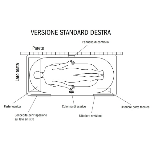 Immagine di Kaldewei PURO vasca rettangolare L.180 P.80 cm, con Airmassage Soul, in acciaio smaltato, colore bianco alpino 256360510001