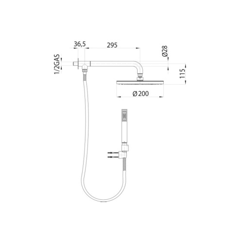 Immagine di Bossini OKI RENOVATION set doccia composto da braccio doccia girevole, soffione Ø 20 cm, doccetta, supporto fisso e flessibile 150 cm, finitura cromo H93405G00030009