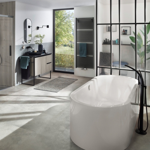 Immagine di Kaldewei MEISTERSTÜCK CENTRO DUO OVAL vasca ovale freestanding L.175 P.75 cm, con AIRMASSAGE SOUL, superficie autopulente inclusa, in acciaio smaltato, colore bianco alpino 200160513001