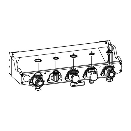 Immagine di Bosch Piastra di collegamento idraulico per caldaia GC4300i W completa di rubinetti lato riscaldamento, gas e raccorderia per ACS/AFS 7733601339