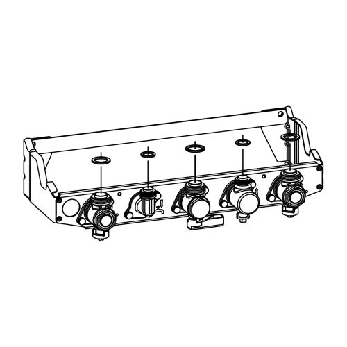 Immagine di Bosch Piastra di collegamento idraulico per caldaia GC4300i W completa di rubinetti lato riscaldamento, gas e raccorderia per ACS/AFS 7733601339