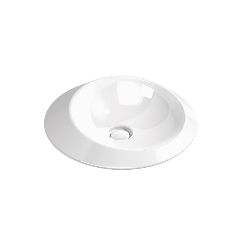 Immagine di Flaminia SPIRE lavabo rotondo da appoggio Ø 48 cm, senza troppopieno e senza piano rubinetteria, colore bianco finitura lucido SP48A