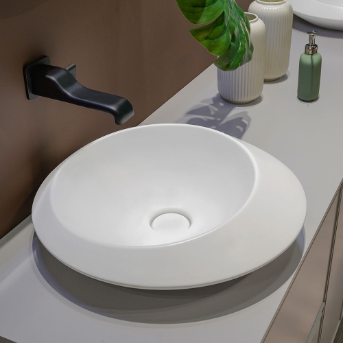 Immagine di Flaminia SPIRE lavabo rotondo da appoggio Ø 48 cm, senza troppopieno e senza piano rubinetteria, colore bianco finitura lucido SP48A