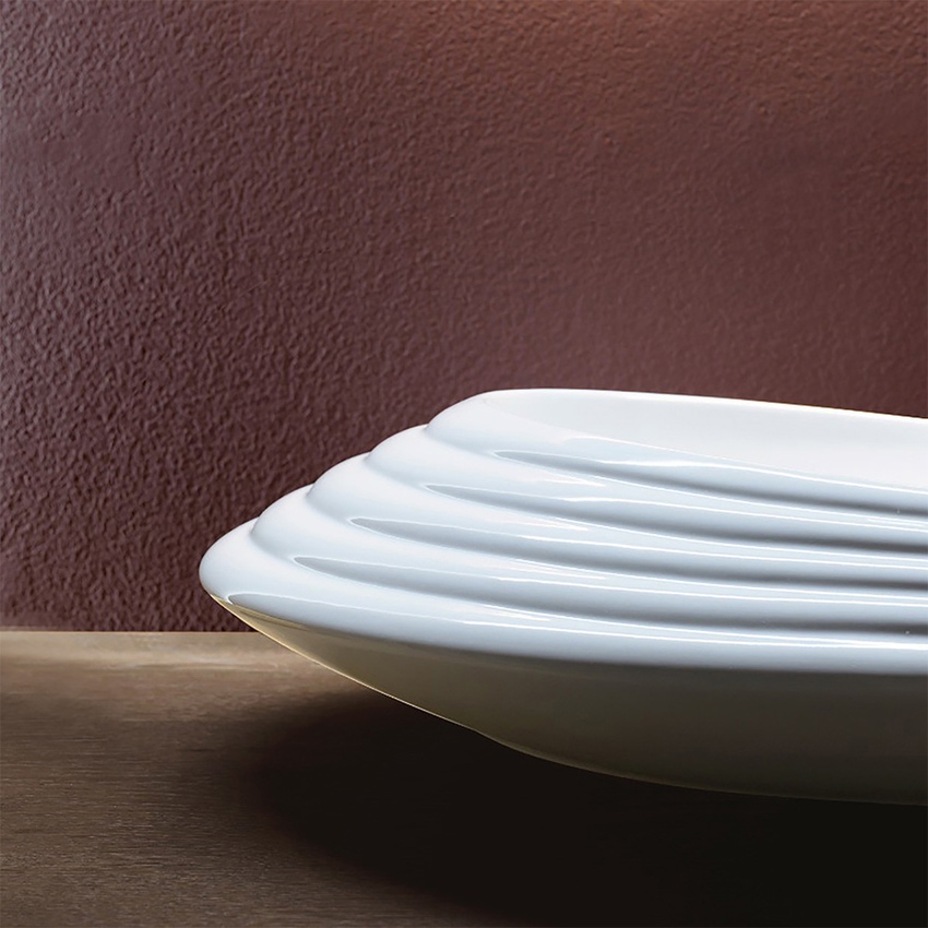 Immagine di Flaminia SPIRE+ lavabo rotondo da appoggio Ø 48 cm, senza troppopieno e senza piano rubinetteria, con decoro a rilievo, colore bianco finitura lucido SP48D