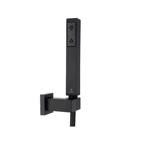 Immagine di Bossini CUBE kit supporto quadro orientabile in ottone, doccia e flessibile doppia aggraffatura 150 cm, colore nero finitura opaco C51023C00073004