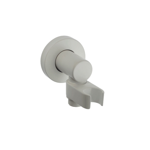 Immagine di Bossini Supporto orientabile con presa d'acqua integrata, in ottone, attacco conico girevole, colore bianco finitura opaco C54000000045003