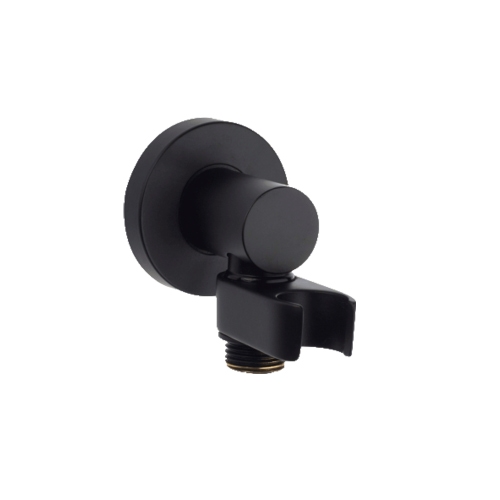 Immagine di Bossini Supporto orientabile con presa d'acqua integrata, in ottone, attacco conico girevole, colore nero finitura opaco C54000000073003