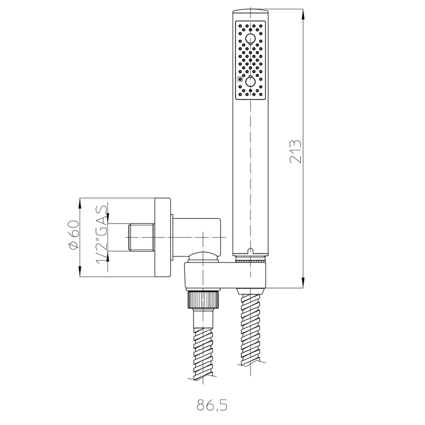 Immagine di Bossini ZEN kit supporto orientabile con presa acqua, doccia e flessibile 150 cm, colore bianco finitura opaco C54004C00045004