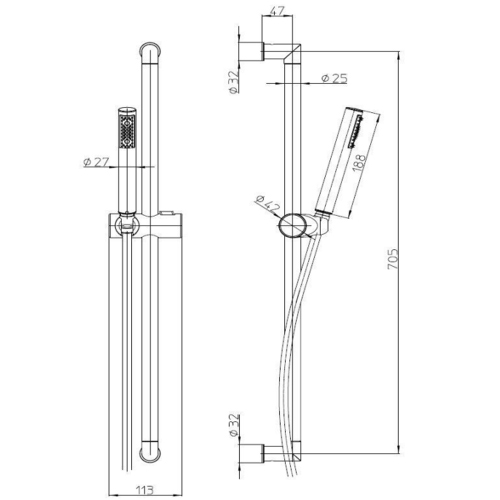 Immagine di Bossini ZEN Kit asta murale saliscendi ottone, doccia e flessibile 150 cm, colore bianco finitura opaco  D06012T00045013