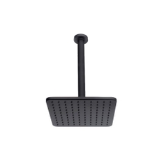 Immagine di Bossini COSMO soffione quadrato 23 cm, in ottone, con braccio doccia verticale, colore nero finitura opaco H30597G00073009