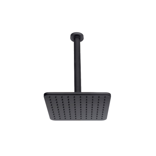 Immagine di Bossini COSMO soffione quadrato 23 cm, in ottone, con braccio doccia verticale, colore nero finitura opaco H30597G00073009