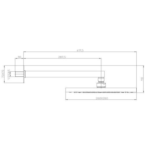 Immagine di Bossini CUBE soffione quadrato 26 cm, in ottone, braccio sezione quadra, colore bianco finitura opaco H69715G00045009