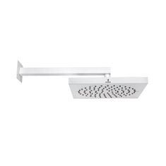 Immagine di Bossini CUBE soffione quadrato 26 cm, in ottone, braccio sezione quadra, colore bianco finitura opaco H69715G00045009