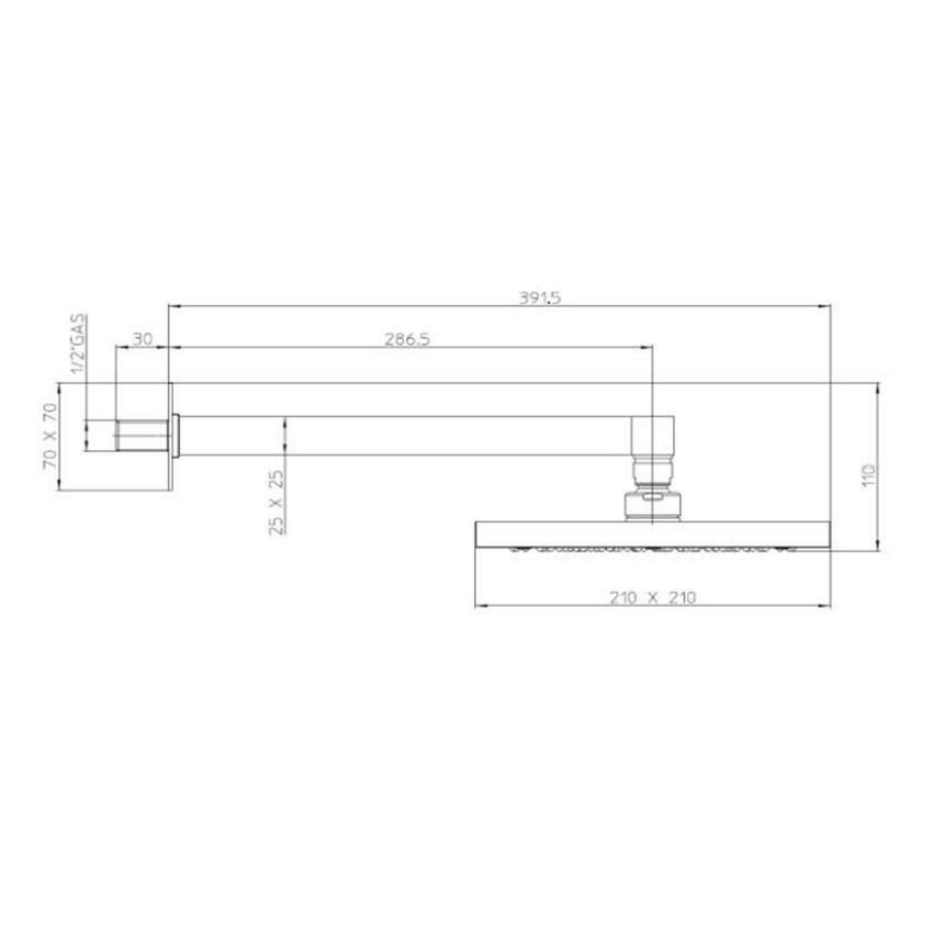 Immagine di Bossini CUBE soffione quadrato 21 cm, in ottone, braccio sezione quadra, colore bianco finitura opaco H69720G00045009