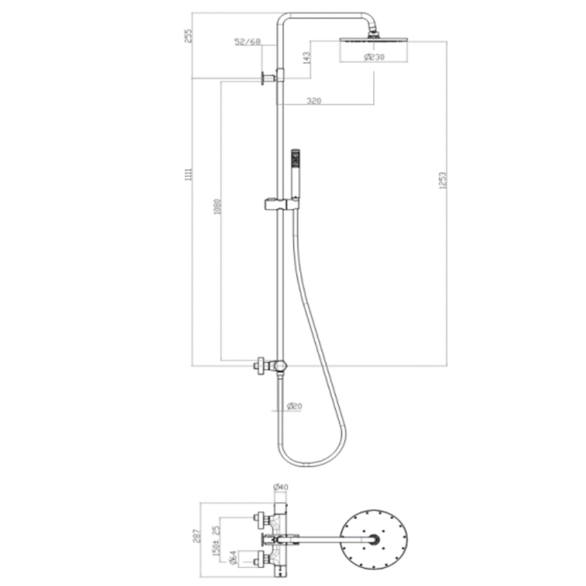 Set Bossini con Soffione Cosmo quadrato Braccio e Duplex doccia Zen