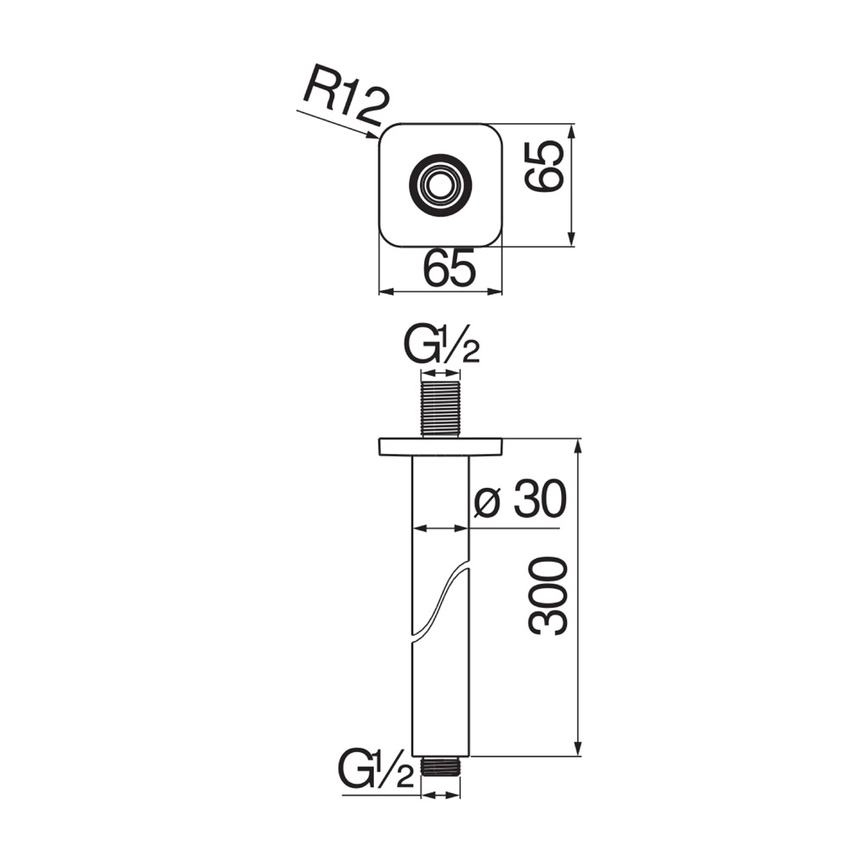 Immagine di Nobili LOOP braccio doccia a parete P.30 cm, verticale, finitura cromo AD138/62CR