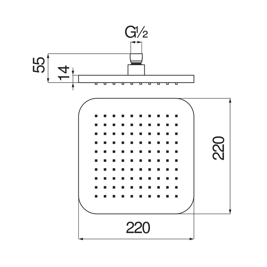 Immagine di Nobili LOOP soffione doccia quadrato a snodo L.22 cm, finitura cromo AD139/79CR