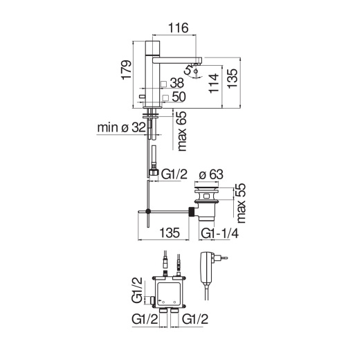 Immagine di Nobili LOOP miscelatore lavabo H.18 cm, con comando elettronico e con scarico, finitura cromo E90118/1CR