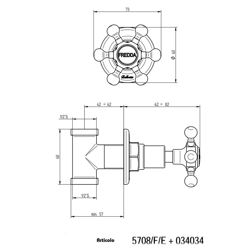 Immagine di Bellosta BRUSIN+ rubinetto d'arresto "fredda", senza corpo incasso, finitura cromo 01-5708/F/E