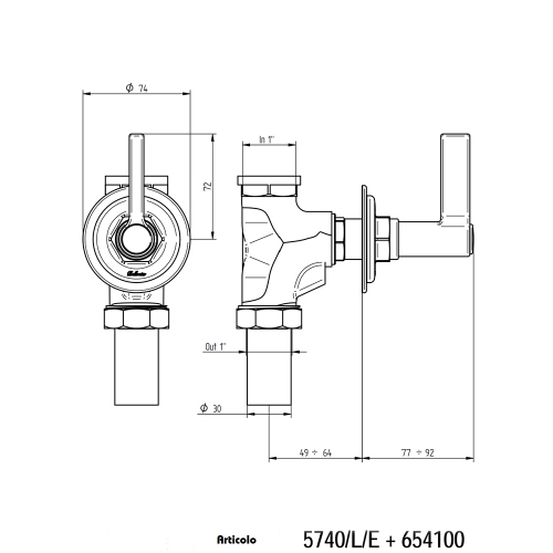 Immagine di Bellosta BRUSIN- passo rapido, senza corpo incasso, fnitura cromo 01-5740/L/E