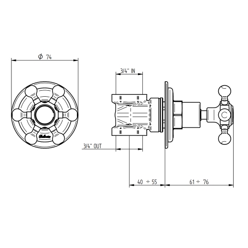 Immagine di Bellosta BRUSIN+ saracinesca, senza corpo incasso, finitura cromo 01-5732/2/E