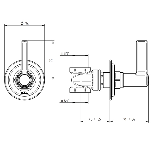 Immagine di Bellosta BRUSIN- saracinesca, senza corpo incasso, finitura cromo 01-5732/2L/E