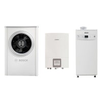 Immagine di Bosch Hybrid Extra Sistema ibrido composto da pompa di calore trifase con unità interna Compress 7000i AW 17t - B e caldaia a condensazione SOLO riscaldamento CG2000F 35 per riscaldamento e raffrescamento 7735210123