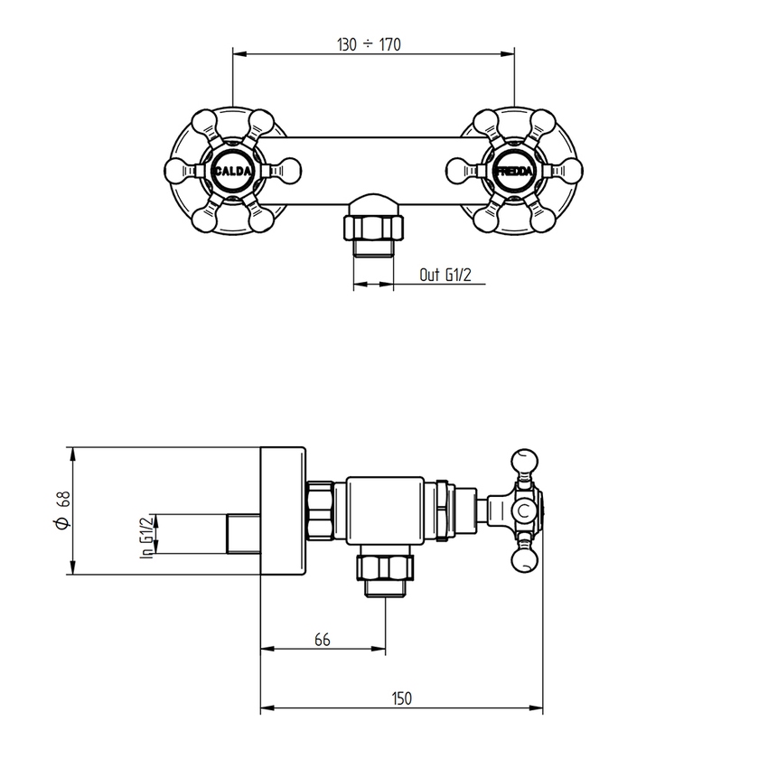 Immagine di Bellosta BRUSIN+ rubinetteria doccia esterno, senza set doccia, finitura cromo 01-5709/1