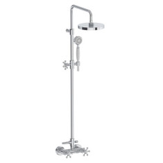 Immagine di Bellosta BRUSIN+ gruppo doccia esterno, con stelo regolabile, miscelatore, soffione Ø 20 cm, supporto doccetta, con deviatore, doccetta e flessibile 150 cm, finitura cromo 01-5709/5/1