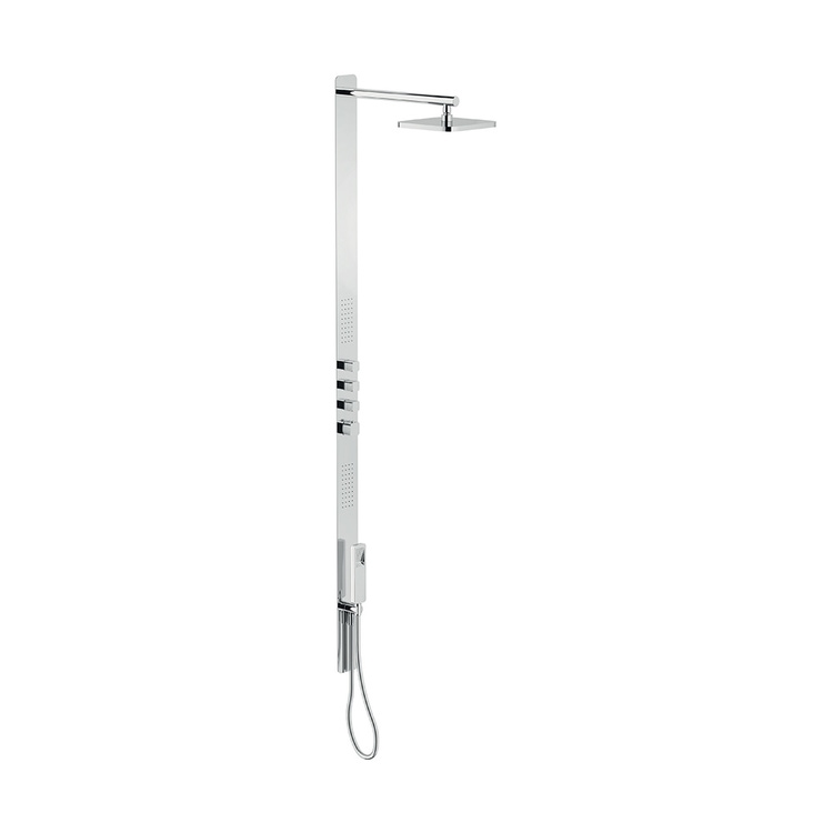 Immagine di Nobili LOOP colonna doccia con termostatico a incasso multifunzione, soffione quadrato 22 cm, doccetta, supporto doccetta e flessibile 150 cm, finitura cromo LP90000/50CR