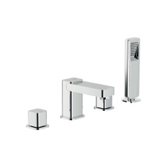 Immagine di Nobili LOOP batteria 4 fori per bordo vasca, con deviatore e doccetta monogetto, finitura cromo LP90001/6CR