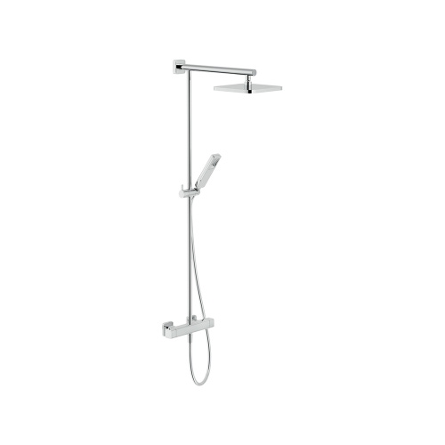 Immagine di Nobili LOOP colonna doccia con termostatico esterno, soffione quadrato a snodo 22 cm, doccetta, supporto doccetta e flessibile 150 cm, finitura cromo LP90030/30CR