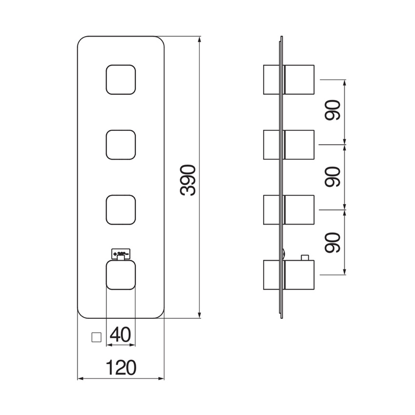 Immagine di Nobili LOOP miscelatore termostatico doccia ad incasso, 3 vie, senza corpo incasso, finitura cromo LP90103CR