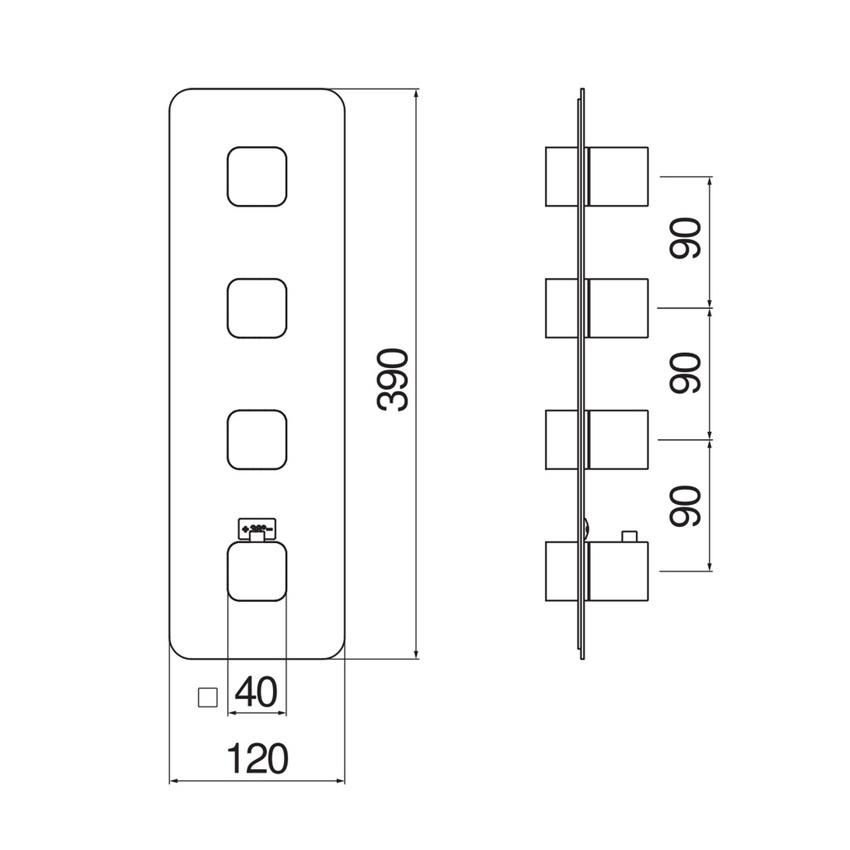 Immagine di Nobili LOOP miscelatore termostatico doccia ad incasso, 4 vie, senza corpo incasso, finitura cromo LP90104CR