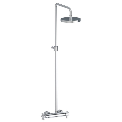 Immagine di Bellosta BRUSIN+ gruppo doccia esterno, con stelo regolabile, miscelatore termostatico e soffione orientabile Ø 20 cm, finitura cromo 01-5711/4A