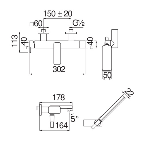 Immagine di Nobili LOOP set vasca con doccetta, supporto doccetta orientabile e flessibile 150 cm, finitura cromo LP90110CR