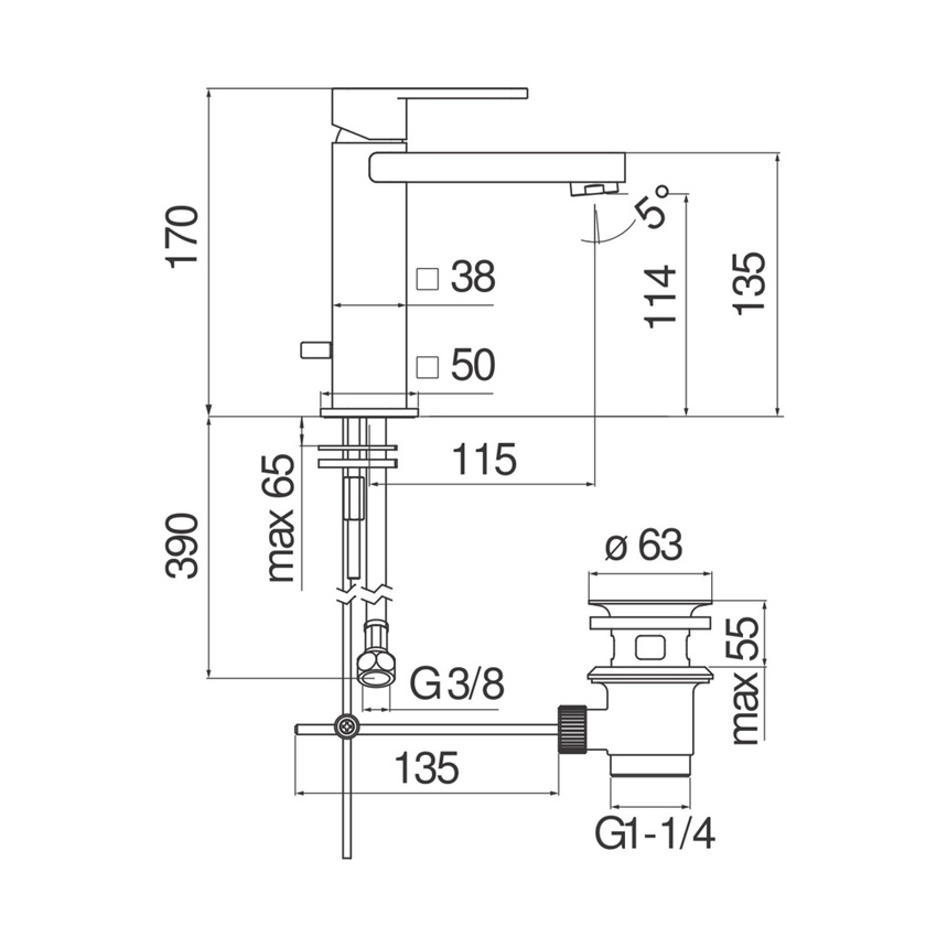 Immagine di Nobili LOOP miscelatore lavabo H.17 cm, con scarico, finitura cromo LP90118/1CR