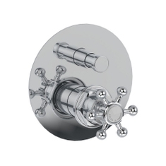 Immagine di Bellosta BRUSIN+ miscelatore a incasso con deviatore, 2 uscite, piastra tonda, senza corpo incasso, finitura cromo 01-5700/M/E
