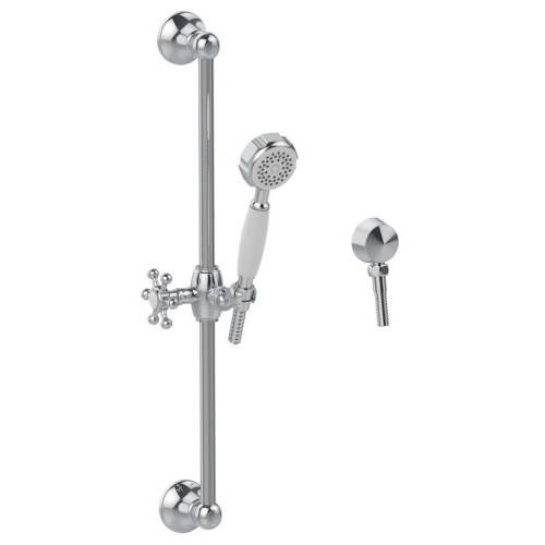 Immagine di Bellosta BRUSIN+ set saliscendi con asta, doccetta monogetto, presa d'acqua, supporto doccetta scorrevole snodato, flessibile 150 cm, finitura cromo 01-5730