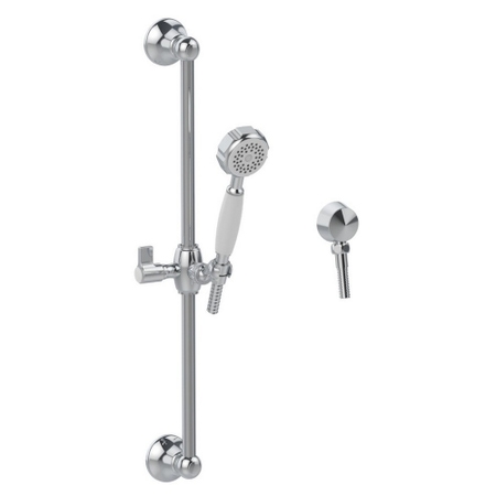 Immagine di Bellosta BRUSIN- set saliscendi con asta, doccetta monogetto, presa d'acqua, supporto doccetta scorrevole snodato, flessibile 150 cm, finitura cromo 01-5730/L