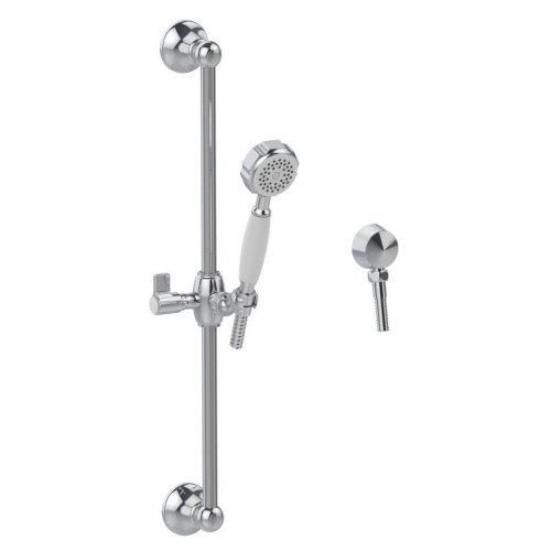 Immagine di Bellosta BRUSIN- set saliscendi con asta, doccetta monogetto, presa d'acqua, supporto doccetta scorrevole snodato, flessibile 150 cm, finitura cromo 01-5730/L