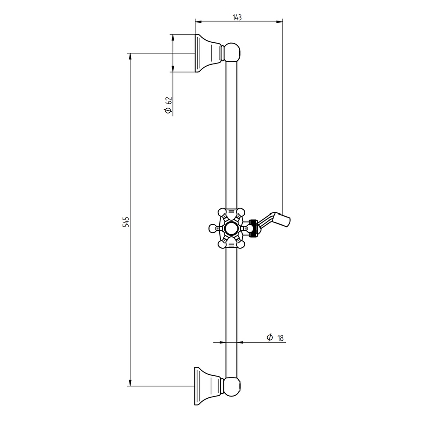 Immagine di Bellosta BRUSIN+ asta saliscendi con supporto doccetta scorrevole snodato, finitura cromo 01-5730/1