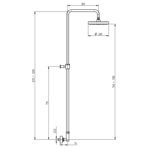 Immagine di Bellosta BRUSIN asta doccia con stelo regolabile e soffione rotondo Ø 20 cm, finitura cromo 01-5713/4