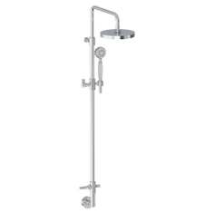 Immagine di Bellosta BRUSIN- gruppo doccia esterno, con stelo completo, soffione Ø 20 cm, supporto doccetta scorrevole, con deviatore, doccetta e flessibile 150 cm, finitura cromo 01-5713/5/1L