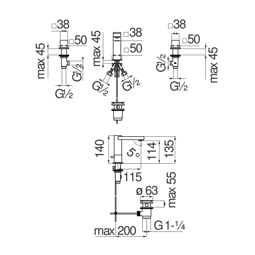 Immagine di Nobili LOOP batteria 3 fori per lavabo, con scarico, finitura cromo LP90211/1CR