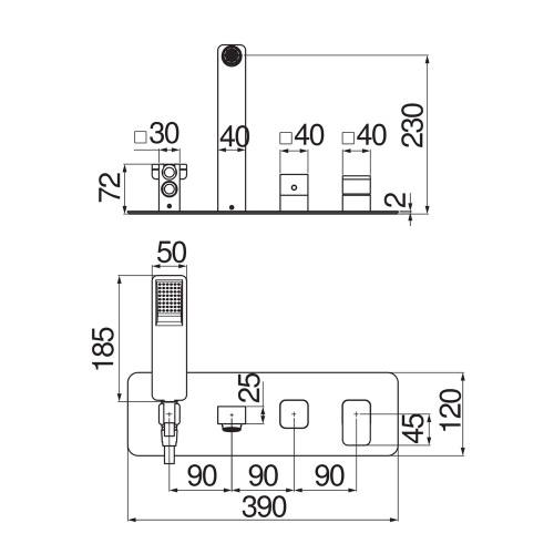 Immagine di Nobili LOOP miscelatore monocomando per vasca, incasso a parete, senza corpo incasso, a 2 vie, con deviatore, supporto doccetta, doccetta monogetto e flessibile 150 cm, finitura cromo WEBK110/90LPCR