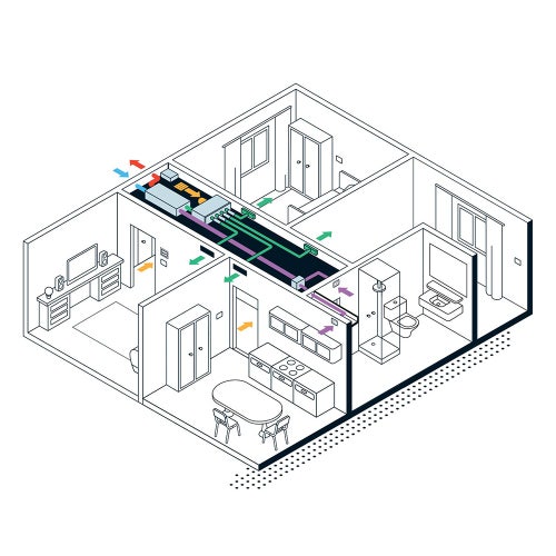 Immagine di Irsap CLIMA 3 Unità monoblocco di climatizzazione per sistema EasyClima, con imbocco per presa aria primaria e ricircolo dagli ambienti UCLS003H0SL00